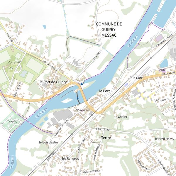 Plan cartographique de Zone de pêche accessible aux PMR sur la Vilaine à Guipry-Messac