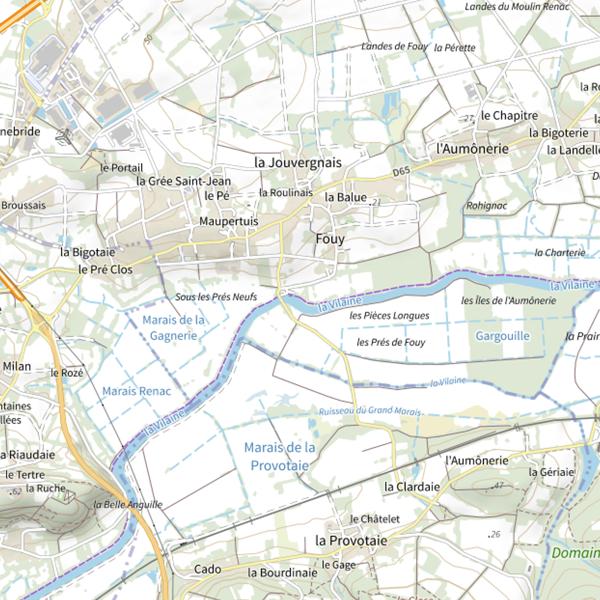 Plan cartographique de Zone de pêche accessible aux PMR sur la Vilaine à Sainte-Marie
