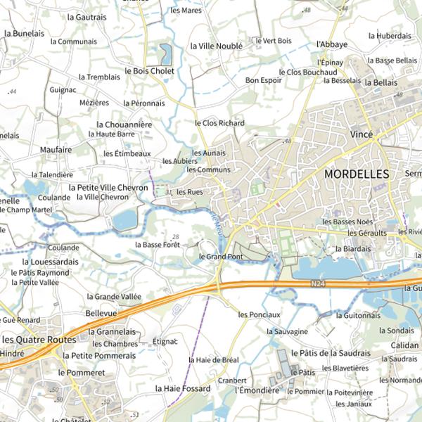 Plan cartographique de Zone de pêche accessible aux PMR sur le Meu à Mordelles