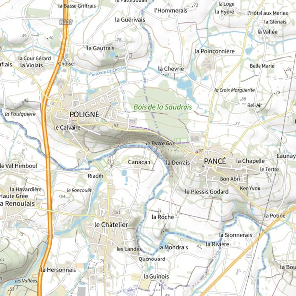 Plan cartographique de Zone de pêche accessible aux PMR sur le Semnon à Bain-de-Bretagne