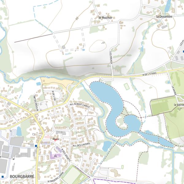 Plan cartographique de Zone de pêche accessible aux PMR sur l'étang de la Vayrie à Bourgbarré